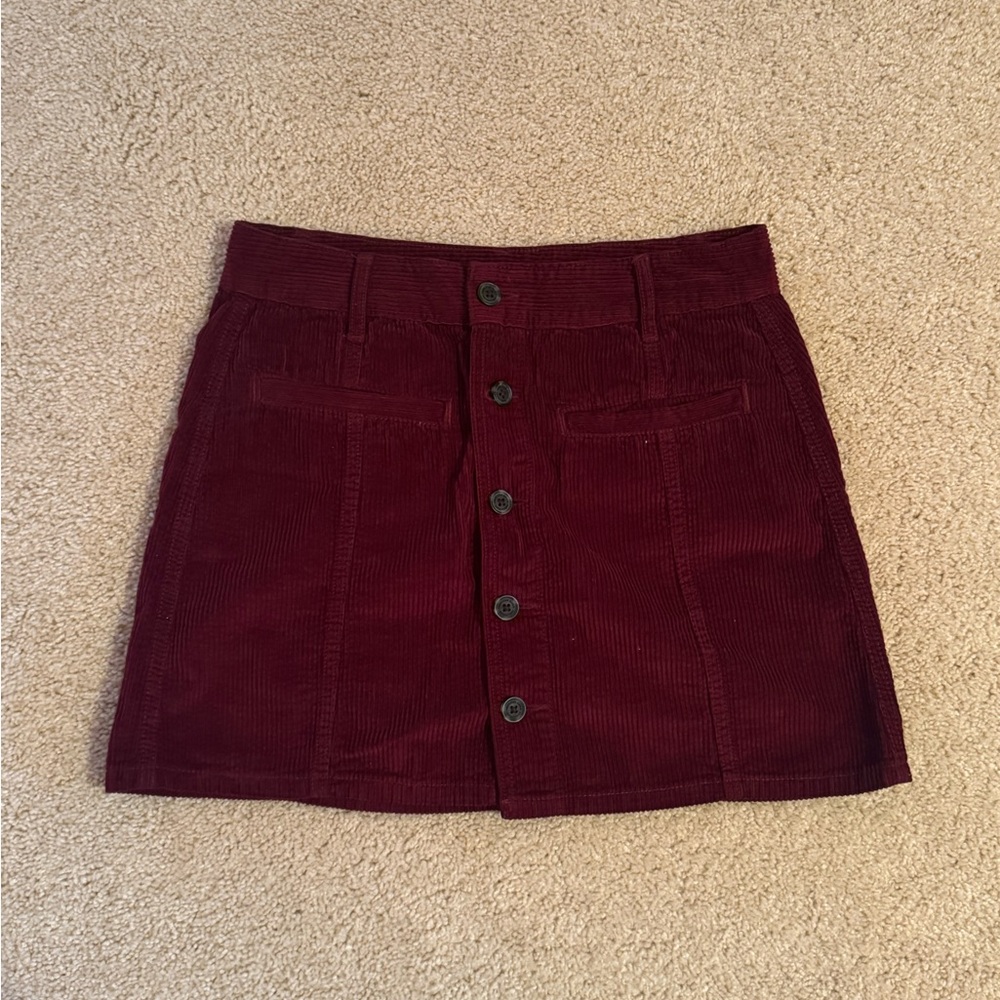 American Eagle Maroon Red Front Button Skirt - image 1